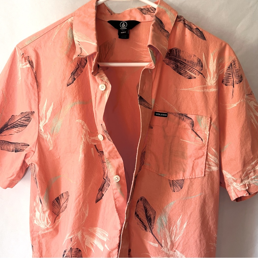 Volcom Hawaiian Dress Shirt - short sleeve, button-down, with pocket, size S